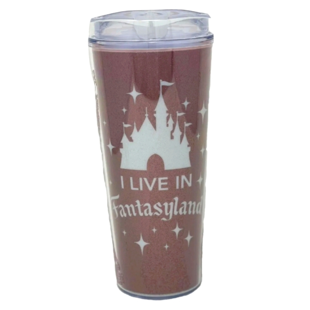 Disney Parks Rose Gold "I Live In Fantsyland" 22 oz. Tumbler